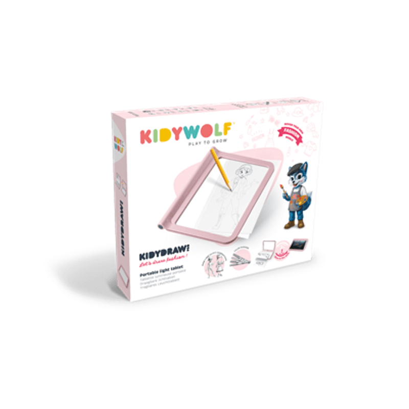 Kidywolf KIDYDRAW PRO FASHION,  Tosidig Tegnebrett med Lys