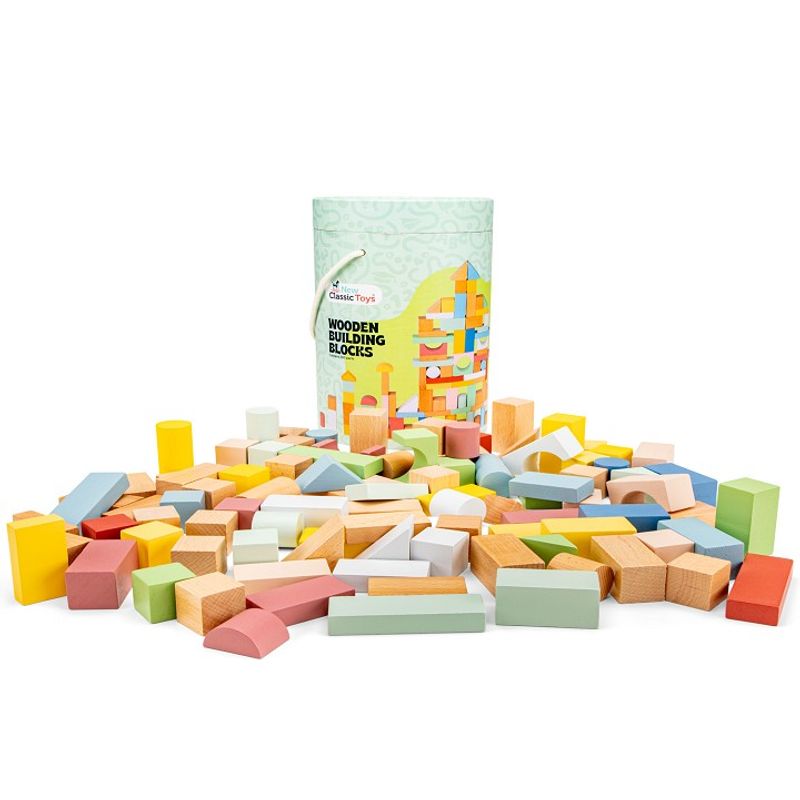 New Classic Toys Byggeklosser i tre 100 deler,  Pastellfarger